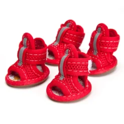 Mesh Dog Shoes Pet Boots, Breathable Dog Shoes for Small Doggy, Waterproof Pet Sandals with Anti-Slip Sole and Zipper Closure, Durable Pet Paw Protector for Hot Pavement