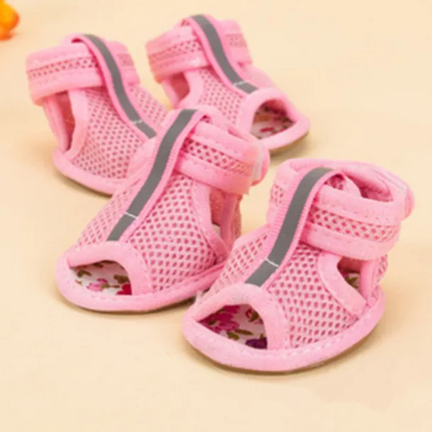 Mesh Dog Shoes Pet Boots, Breathable Dog Shoes for Small Doggy, Waterproof Pet Sandals with Anti-Slip Sole and Zipper Closure, Durable Pet Paw Protector for Hot Pavement