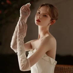 Mesh Elbow Length Glove Elegant / Sweet Style With Embroidery Wedding / Party Glove