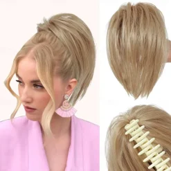 Messy Bun Hair Piece Claw Clip Hair Buns Hair Piece Tousled Updo Short Ponytail Bun Hair Extensions Claw Clip Hair Bun Piece Ponytail for Women