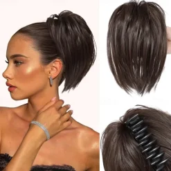 Messy Bun Hair Piece Claw Clip Hair Buns Hair Piece Tousled Updo Short Ponytail Bun Hair Extensions Claw Clip Hair Bun Piece Ponytail for Women