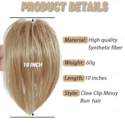 Messy Bun Hair Piece Claw Clip Hair Buns Hair Piece Tousled Updo Short Ponytail Bun Hair Extensions Claw Clip Hair Bun Piece Ponytail for Women