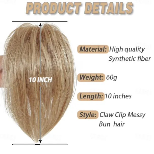 Messy Bun Hair Piece Claw Clip Hair Buns Hair Piece Tousled Updo Short Ponytail Bun Hair Extensions Claw Clip Hair Bun Piece Ponytail for Women
