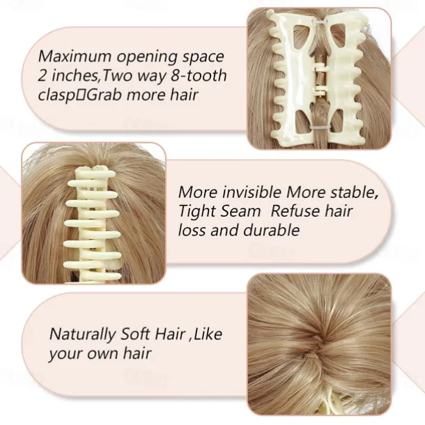 Messy Bun Hair Piece Claw Clip Hair Buns Hair Piece Tousled Updo Short Ponytail Bun Hair Extensions Claw Clip Hair Bun Piece Ponytail for Women