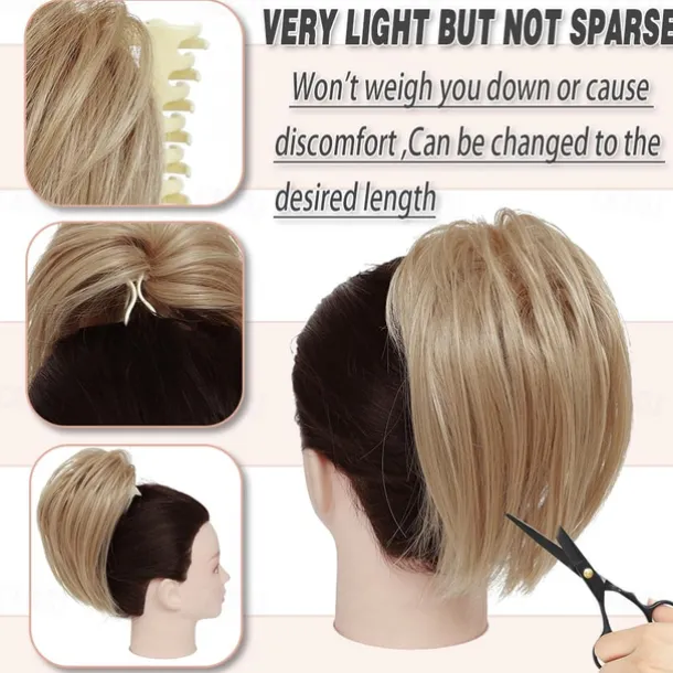 Messy Bun Hair Piece Claw Clip Hair Buns Hair Piece Tousled Updo Short Ponytail Bun Hair Extensions Claw Clip Hair Bun Piece Ponytail for Women
