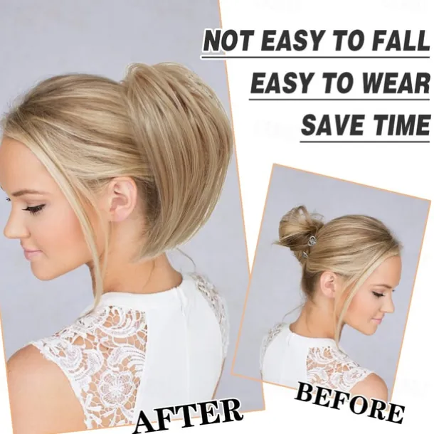 Messy Bun Hair Piece Claw Clip Hair Buns Hair Piece Tousled Updo Short Ponytail Bun Hair Extensions Claw Clip Hair Bun Piece Ponytail for Women