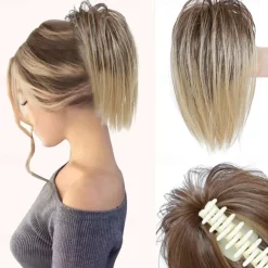 Messy Bun Hair Piece Claw Clip Hair Buns Hair Piece Tousled Updo Short Ponytail Bun Hair Extensions Claw Clip Hair Bun Piece Ponytail for Women