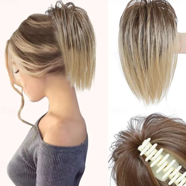 Messy Bun Hair Piece Claw Clip Hair Buns Hair Piece Tousled Updo Short Ponytail Bun Hair Extensions Claw Clip Hair Bun Piece Ponytail for Women