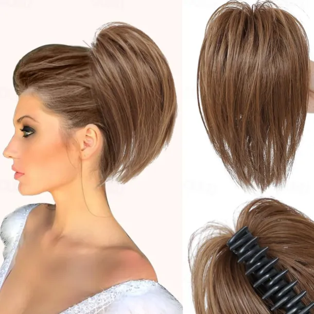 Messy Bun Hair Piece Claw Clip Hair Buns Hair Piece Tousled Updo Short Ponytail Bun Hair Extensions Claw Clip Hair Bun Piece Ponytail for Women