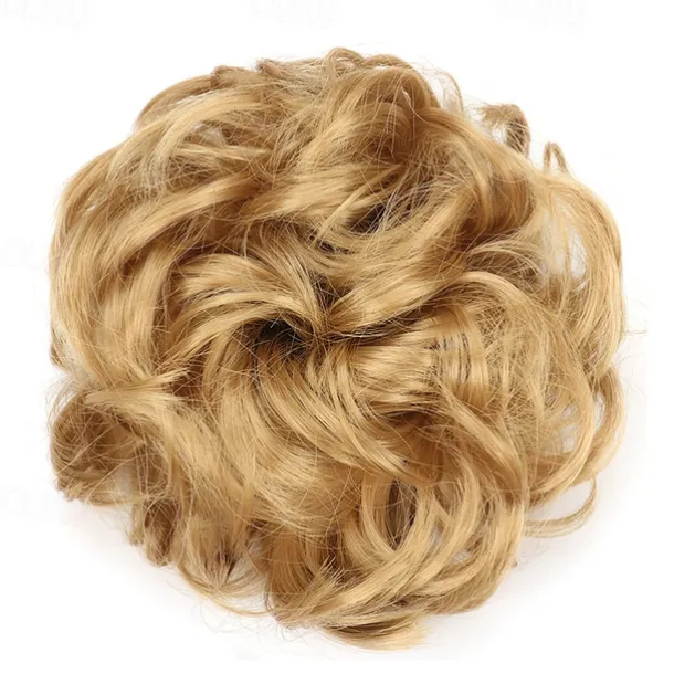 Messy Bun Hair Piece Hair Bun Scrunchies Synthetic Wavy Curly Chignon Ponytail Hair Extensions Thick Updo Hairpieces for Women Girls Kids 1PCS