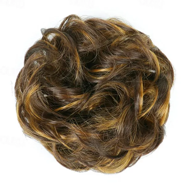 Messy Bun Hair Piece Hair Bun Scrunchies Synthetic Wavy Curly Chignon Ponytail Hair Extensions Thick Updo Hairpieces for Women Girls Kids 1PCS