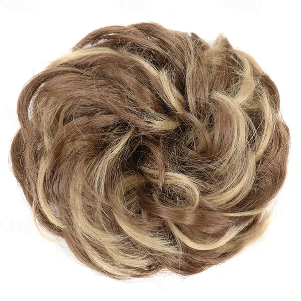 Messy Bun Hair Piece Hair Bun Scrunchies Synthetic Wavy Curly Chignon Ponytail Hair Extensions Thick Updo Hairpieces for Women Girls Kids 1PCS