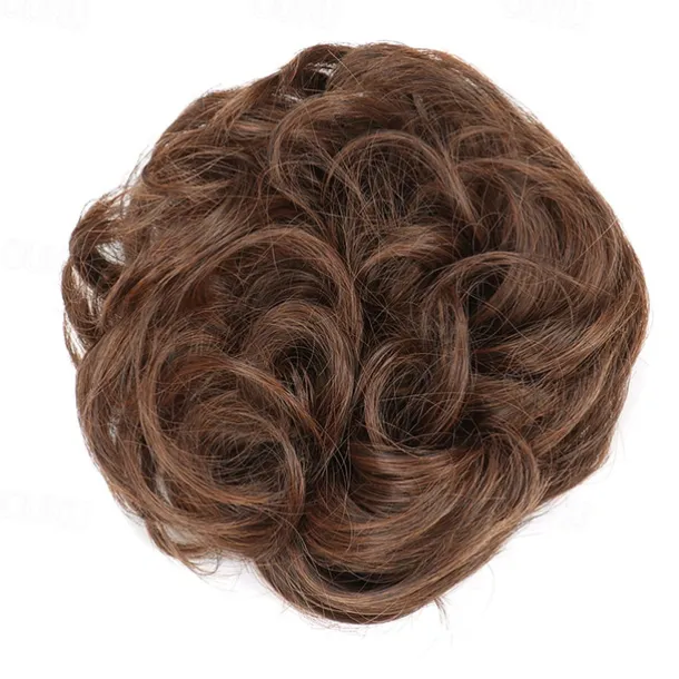 Messy Bun Hair Piece Hair Bun Scrunchies Synthetic Wavy Curly Chignon Ponytail Hair Extensions Thick Updo Hairpieces for Women Girls Kids 1PCS