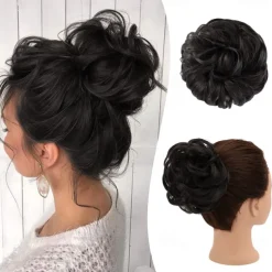 Messy Bun Hair Piece RSWETE Instant Rose Bun Hair Scrunchie Hairpieces for Women Wavy Curly Hair Pieces Chignon Ponytail Hair Extensions Updo Hairpiece Wiglet Bun