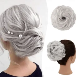 Messy Bun Hair Piece RSWETE Instant Rose Bun Hair Scrunchie Hairpieces for Women Wavy Curly Hair Pieces Chignon Ponytail Hair Extensions Updo Hairpiece Wiglet Bun