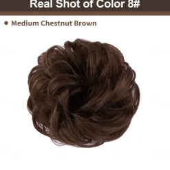 Messy Bun Hair Piece RSWETE Instant Rose Bun Hair Scrunchie Hairpieces for Women Wavy Curly Hair Pieces Chignon Ponytail Hair Extensions Updo Hairpiece Wiglet Bun