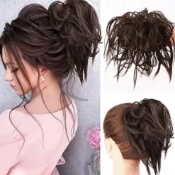 Messy Bun Hair Piece Scrunchie Extension Tousled Updo Wavy Curly Hairpieces Synthetic Chignon for Women Girls
