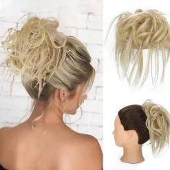 Messy Bun Hair Piece Scrunchie Extension Tousled Updo Wavy Curly Hairpieces Synthetic Chignon for Women Girls