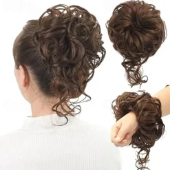 Messy Bun Hair Piece, Super Long Tousled Updo Hair Bun Extensions Wavy Hair Wrap Ponytail Hairpieces Hair Scrunchies with Elastic Hair Pieces for Women Girls