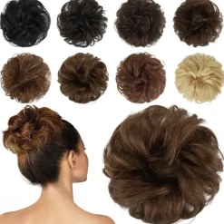 Messy Buns Hair Piece Hairpiece Wavy Ash Blonde Hair Scrunchies Tousled Updo Hairpieces for Women Girls