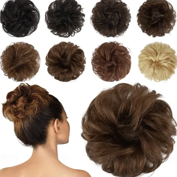Messy Buns Hair Piece Hairpiece Wavy Ash Blonde Hair Scrunchies Tousled Updo Hairpieces for Women Girls