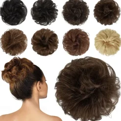 Messy Buns Hair Piece Hairpiece Wavy Ash Blonde Hair Scrunchies Tousled Updo Hairpieces for Women Girls