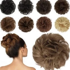 Messy Buns Hair Piece Hairpiece Wavy Ash Blonde Hair Scrunchies Tousled Updo Hairpieces for Women Girls