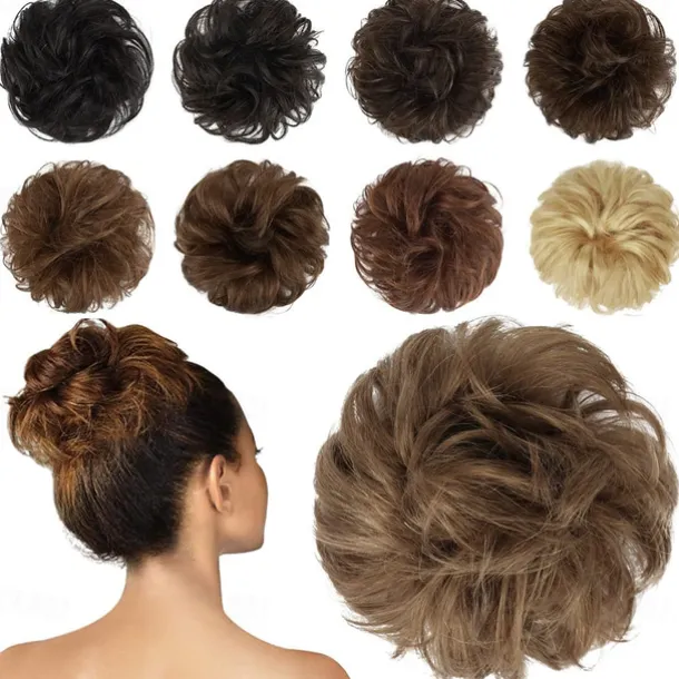 Messy Buns Hair Piece Hairpiece Wavy Ash Blonde Hair Scrunchies Tousled Updo Hairpieces for Women Girls