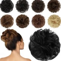 Messy Buns Hair Piece Hairpiece Wavy Ash Blonde Hair Scrunchies Tousled Updo Hairpieces for Women Girls