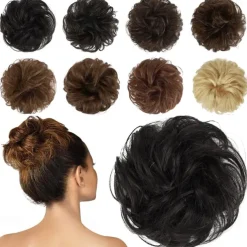 Messy Buns Hair Piece Hairpiece Wavy Ash Blonde Hair Scrunchies Tousled Updo Hairpieces for Women Girls