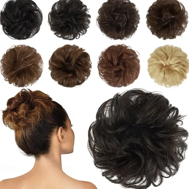 Messy Buns Hair Piece Hairpiece Wavy Ash Blonde Hair Scrunchies Tousled Updo Hairpieces for Women Girls