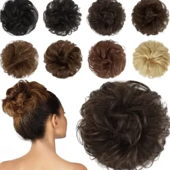 Messy Buns Hair Piece Hairpiece Wavy Ash Blonde Hair Scrunchies Tousled Updo Hairpieces for Women Girls