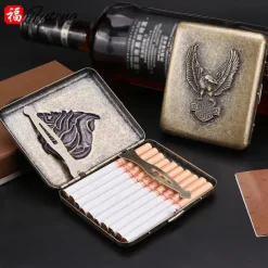 Metal Cigarette Case, Creative Embossed Design, Holds 20 Cigarettes