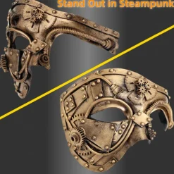Metal Cyborg Halloween Venetian Mask Phantom Of The Opera Carnival Mask Steampunk Adults' Men's Women's Halloween Carnival Mardi Gras Party Masquerade Easy Halloween Costumes Dress Up