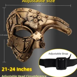 Metal Cyborg Halloween Venetian Mask Phantom Of The Opera Carnival Mask Steampunk Adults' Men's Women's Halloween Carnival Mardi Gras Party Masquerade Easy Halloween Costumes Dress Up