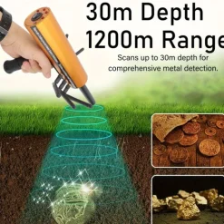 Metal Detector 30m Depth 1200m Range 6 Antenna Highly Accurate Metal Pinpointer Handheld Golden Diamond Miner Detector Metal Finding Detector Remote Search Underground Metal Device for Silvery Copper