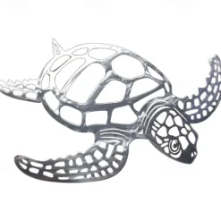 Metal Sea Turtle Ornament Beach Theme Decor Wall Art Decorations Wall Hanging Beach Sculpture Metal Farmhouse Turtle Wall Art for Home Garden