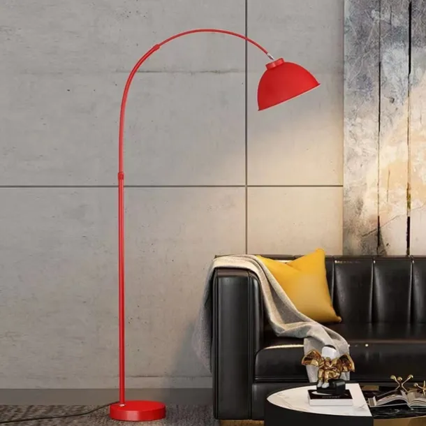 Metal Vaulted Floor Lamp for Living Room, 1 Bulb Macaron Standing Light, Modern Office Reading Floor Light with Adjustable Rod Arm 110-240V