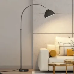 Metal Vaulted Floor Lamp for Living Room, 1 Bulb Macaron Standing Light, Modern Office Reading Floor Light with Adjustable Rod Arm 110-240V