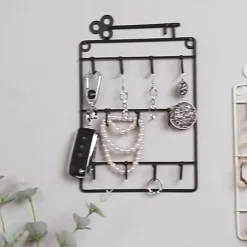 Metal Wall Art Mounted Key Holder Storage Rack Organizer with Hook for Entryway Gate Doorway Jewelry Shelf Hanger Hanging Lock Opener