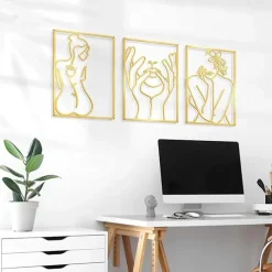 Metal Wall Decor Minimalist Abstract lady Wall Art Simple Line Drawing Wall Sculptures Modern Female Body Home Hanging Metal Wall Decor
