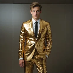 Metallic Disco 1980s Pants Outfits Suits & Blazers Disco Solid Colored Fancy Dress Men's Masquerade Event / Party Pride Parade Pride Month Adults' Costume