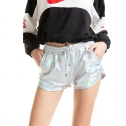 Metallic 1980s Shiny Latex Patent Shorts PU Leather Fancy Dress Women's Masquerade Party Bachelorette Party Pride Parade Adults' Shorts