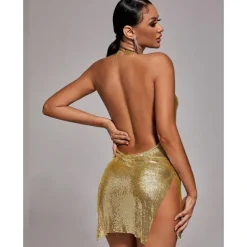 Metallic Sparkle Sexy Body Chain Mini Dress Disco Fancy Dress Women's Carnival New Year Party / Evening Club Beach Adults' Dress
