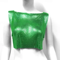 Metallic Sparkle Sexy Crop Tank Top Disco Solid Color Fancy Dress Women's Party Club Adults' Tank Top