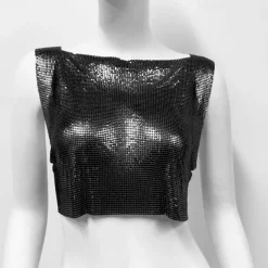 Metallic Sparkle Sexy Crop Tank Top Disco Solid Color Fancy Dress Women's Party Club Adults' Tank Top