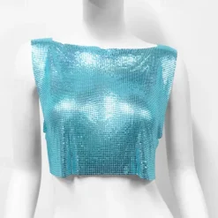 Metallic Sparkle Sexy Crop Tank Top Disco Solid Color Fancy Dress Women's Party Club Adults' Tank Top