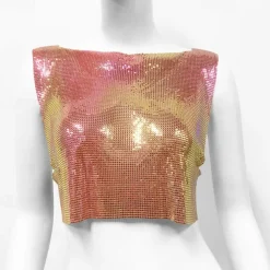 Metallic Sparkle Sexy Crop Tank Top Disco Solid Color Fancy Dress Women's Party Club Adults' Tank Top