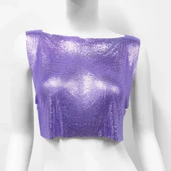 Metallic Sparkle Sexy Crop Tank Top Disco Solid Color Fancy Dress Women's Party Club Adults' Tank Top
