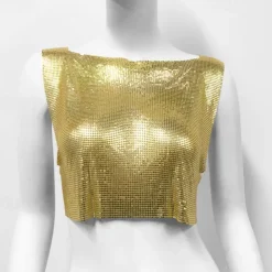 Metallic Sparkle Sexy Crop Tank Top Disco Solid Color Fancy Dress Women's Party Club Adults' Tank Top